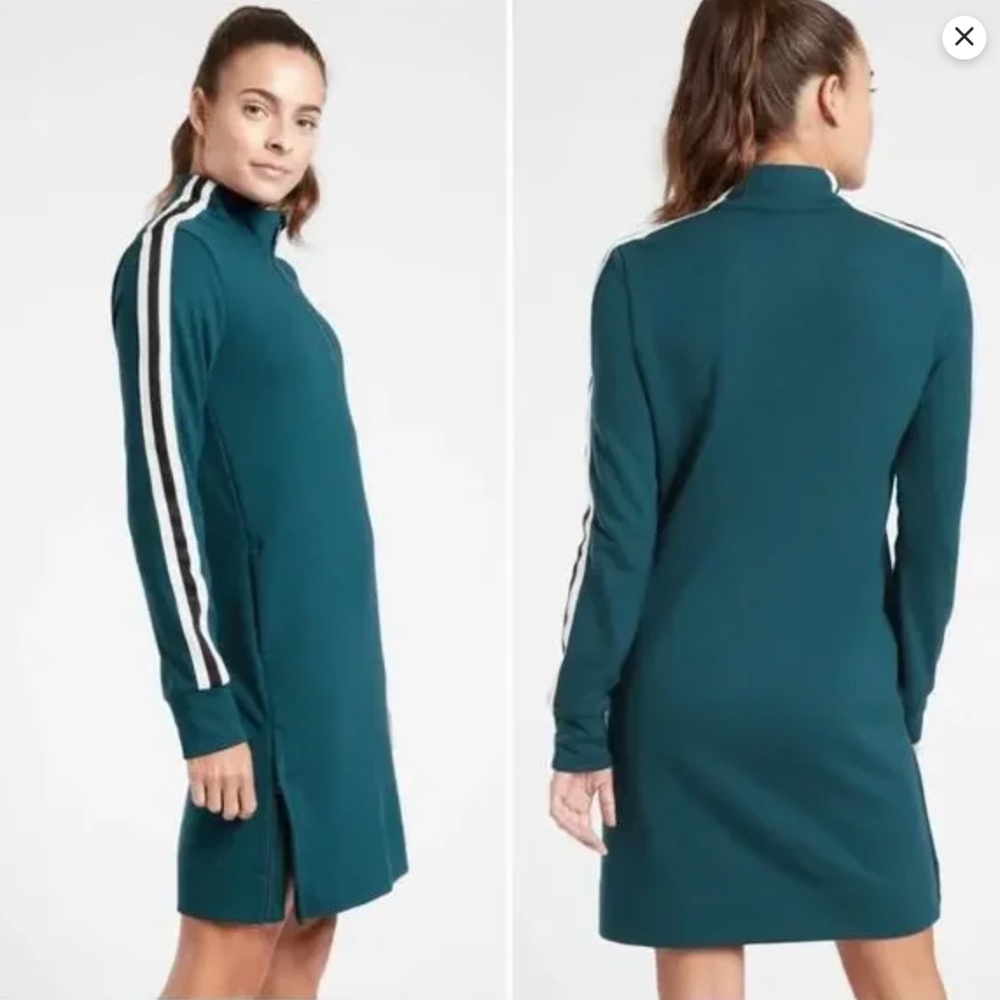 Athleta Teal Sporty Crosstown Track Long Sleeve Quarter Zip Dress Sporty Size XS